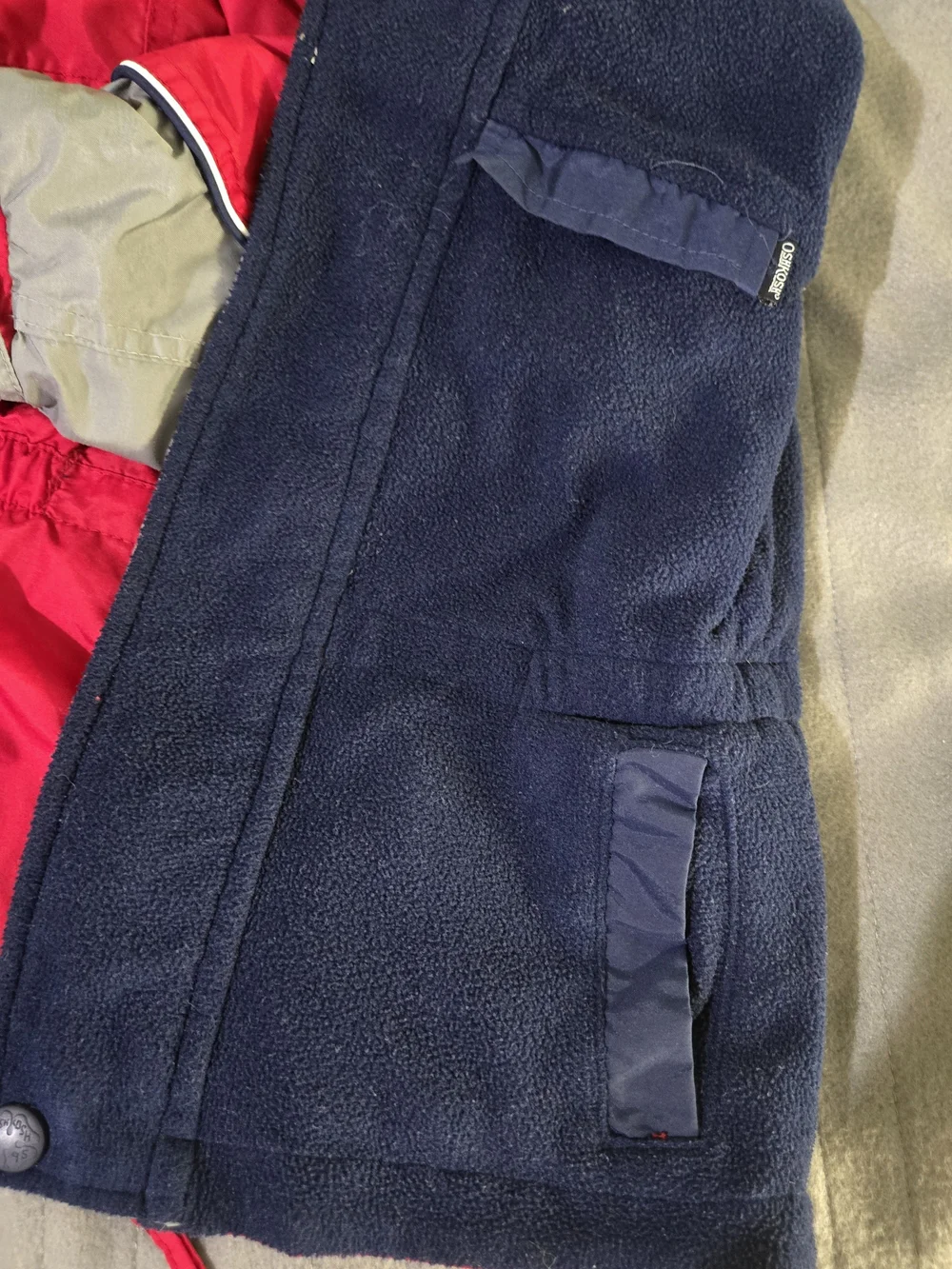 OshKosh Red Gray Insulated Winter Coat Jacket Hooded Fleece Lined Toddler